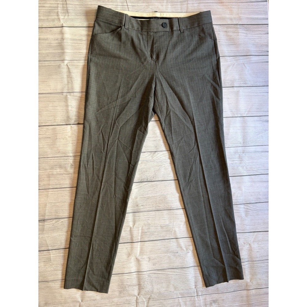 Theory Arlene Dress Pants Womens 10 Grey Pinstripe Office Workwear Career